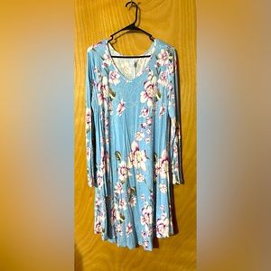 Flower print long sleeve dress